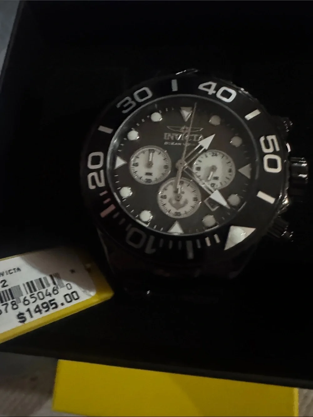 Invicta Black Men’s Chronograph Ocean Voyage Watch w/Iridescent Dial 48602 52mm